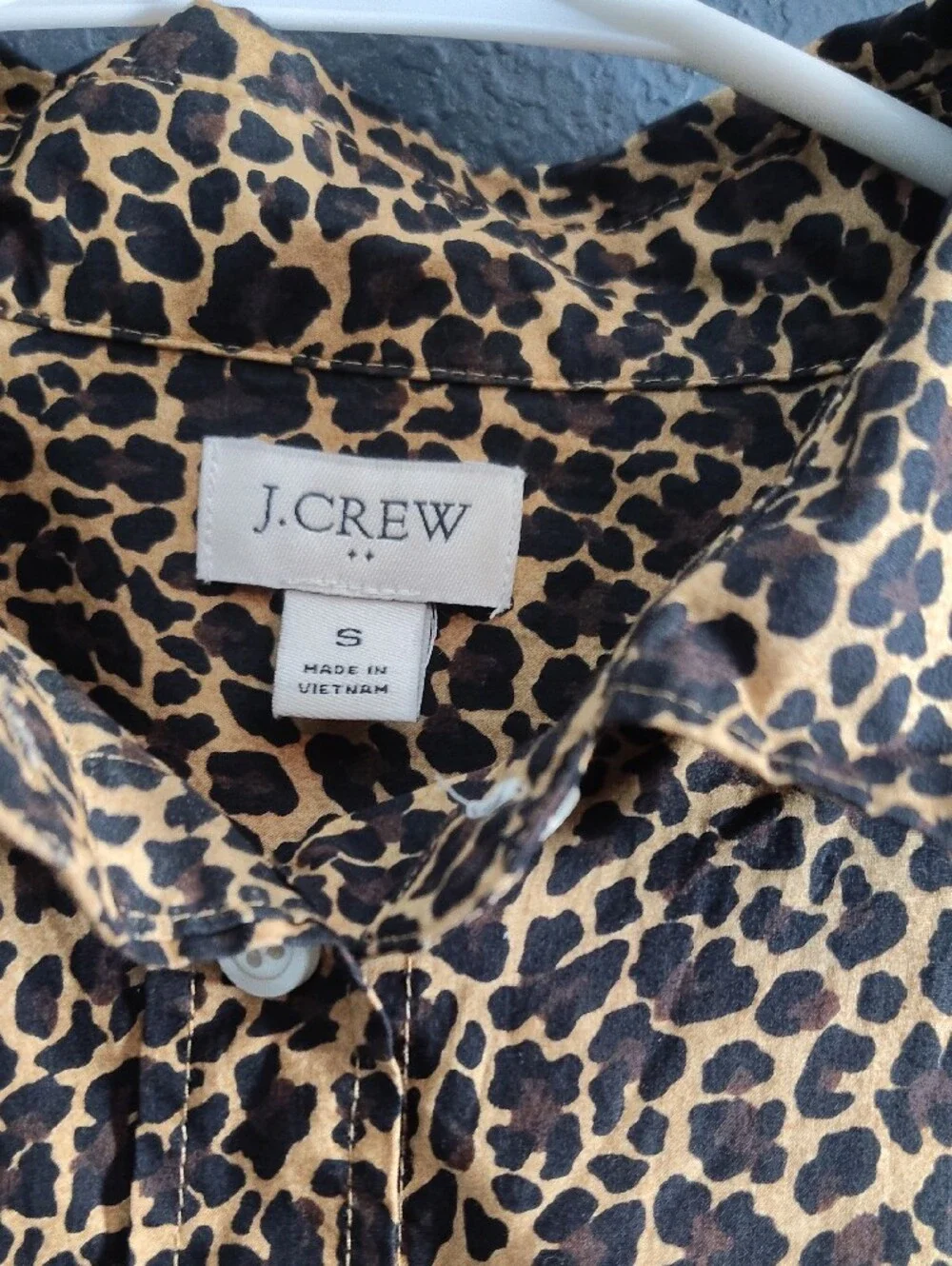 J. Crew Leopard Print Chic Preppy Button-Down Shirt - Tan & Black